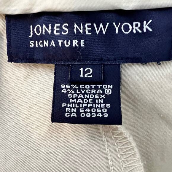 Jones NY Signature Womens Khaki Pants Size 12 Beige Pockets Cotton Spandex - Picture 4 of 5